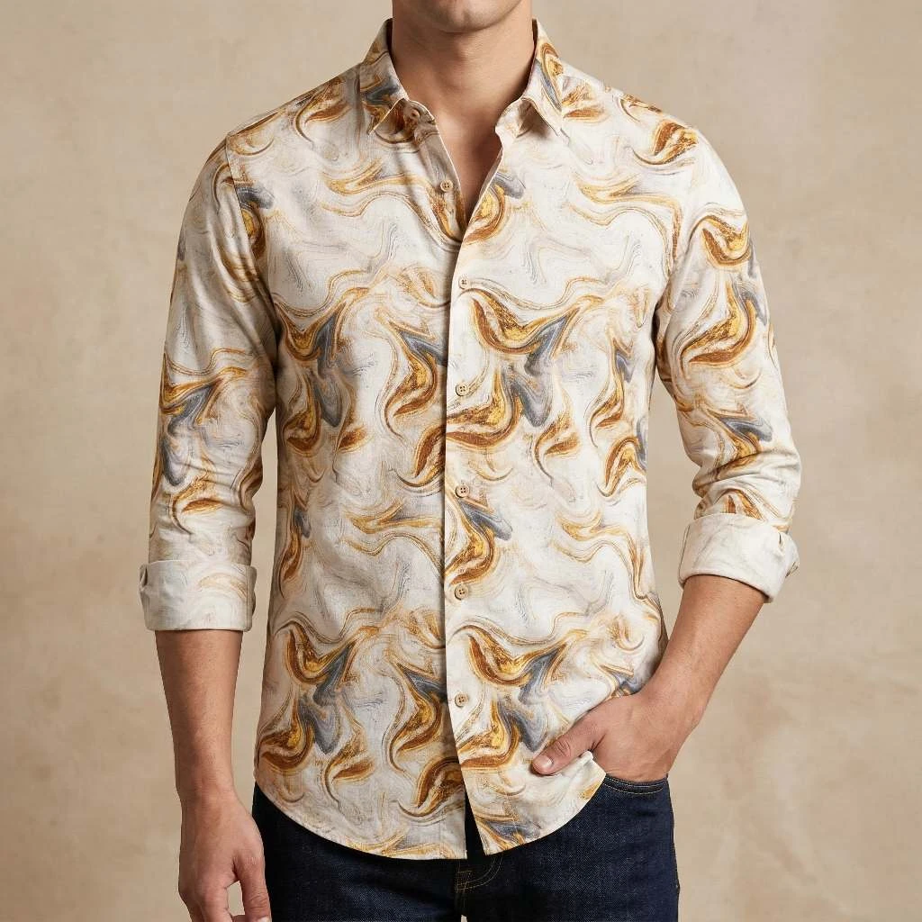 Premium Stylish China Floral Printed Men's Shirt